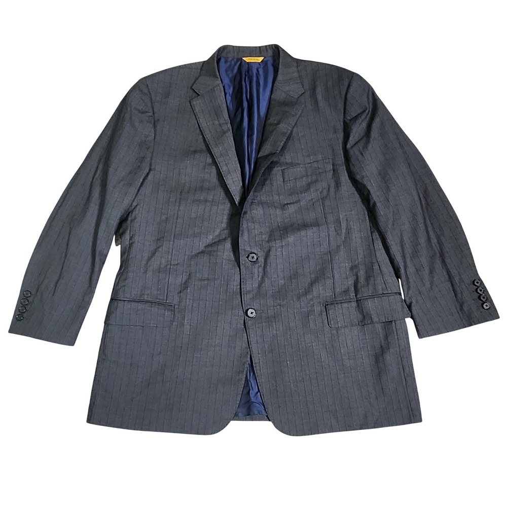 Hickey Freeman Loro Piana Super 150s Wool Pinstripe Blazer Sport Coat Gray 48S